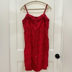 Red and Navy Spaghetti Strap Knee Length Dress